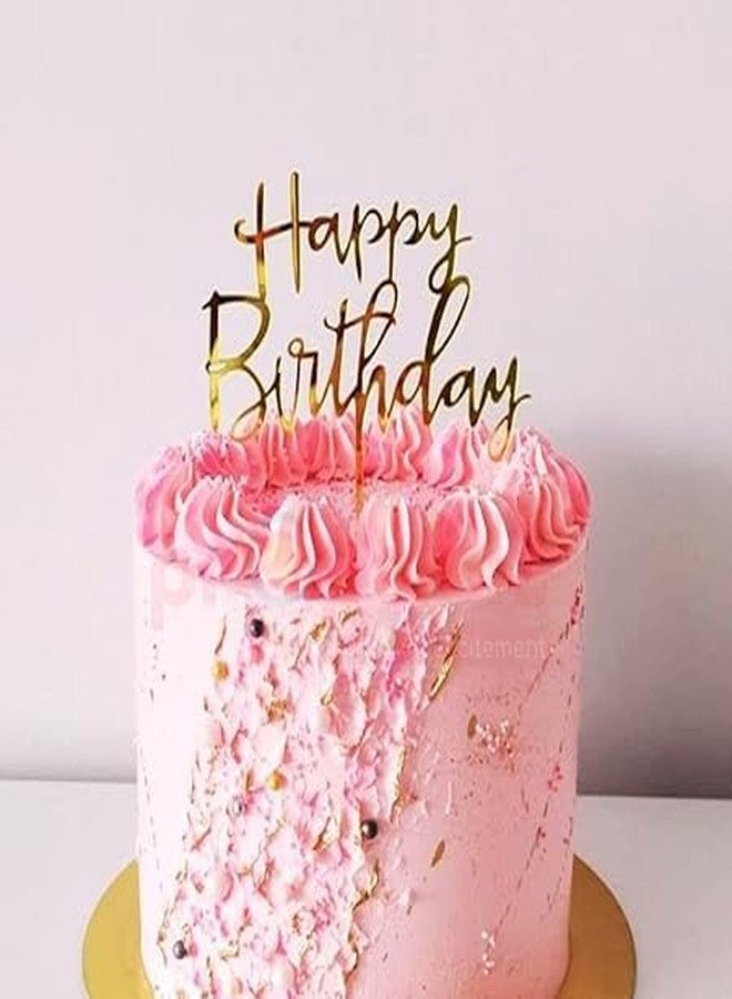 BRIJBAZAAR Happy Birthday Acrylic Cake Topper Pack of 1 Gold Cake Decoration Golden - Image 2